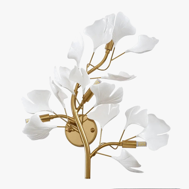 applique murale moderne à led en céramique avec ginkgo décoratif