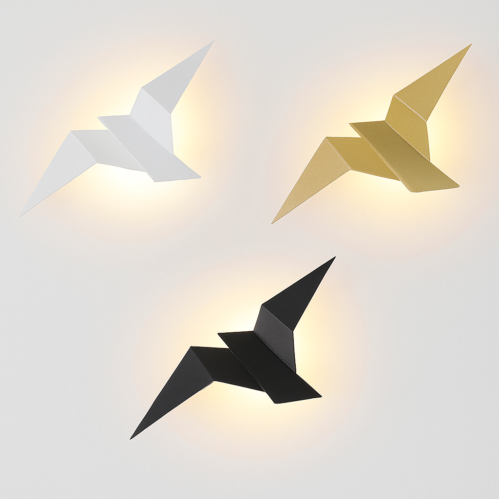 Applique murale moderne LED oiseau style origami Naila