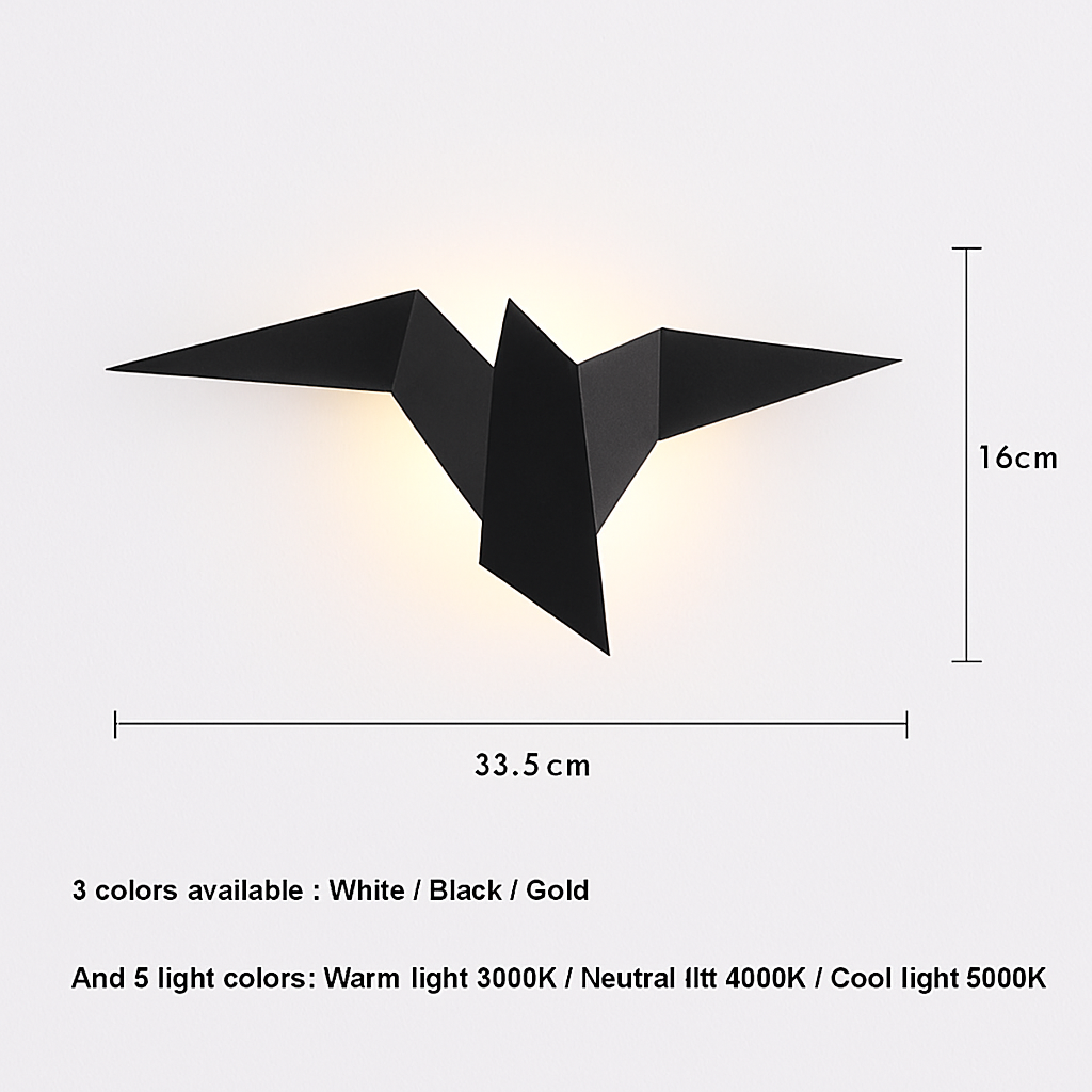 Applique murale moderne LED oiseau style origami Naila