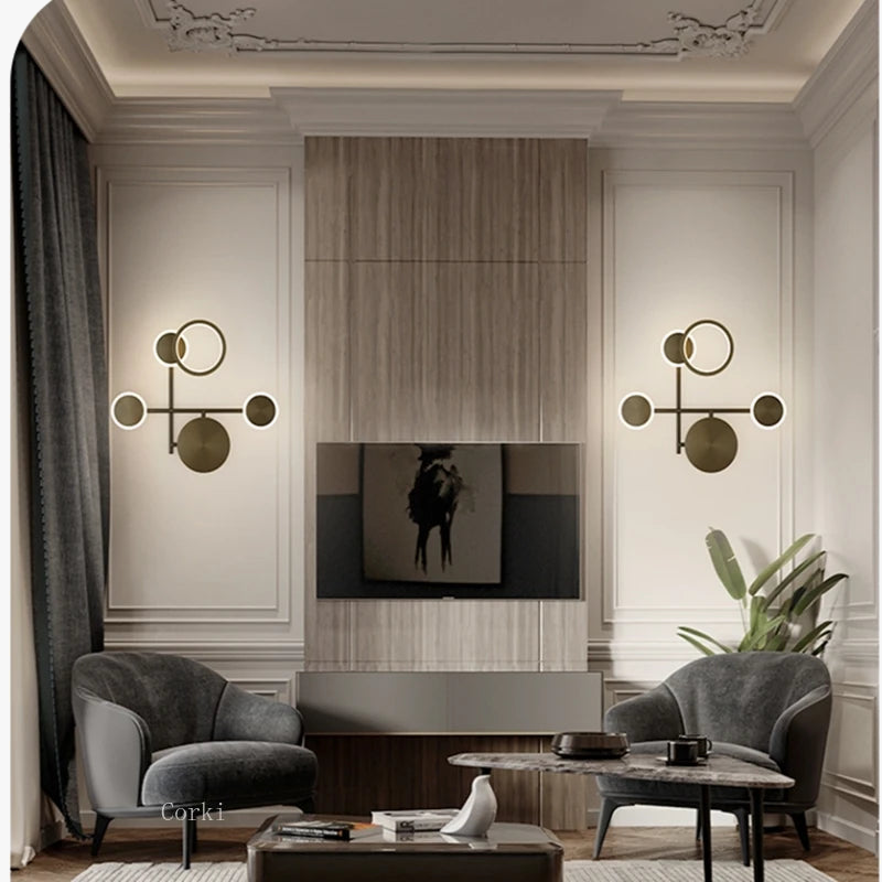 applique murale moderne à led rotative trois lumières tamisées