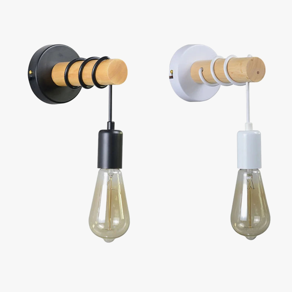 applique murale moderne loft nordique en fer et bois luminaria