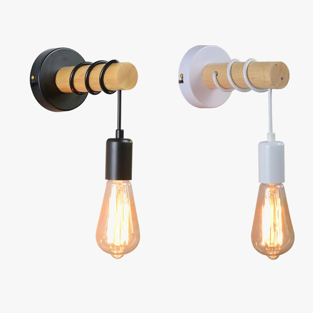 applique murale moderne loft nordique en fer et bois luminaria