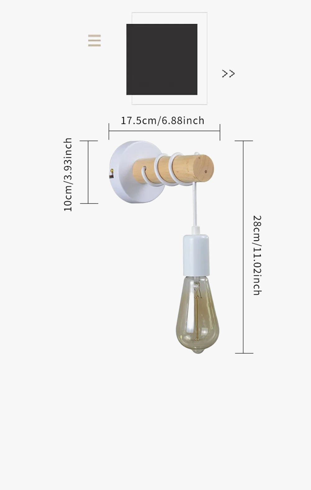applique murale moderne loft nordique en fer et bois luminaria