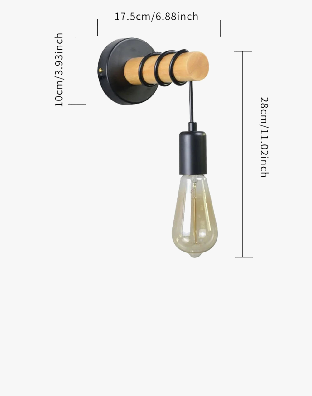 applique murale moderne loft nordique en fer et bois luminaria