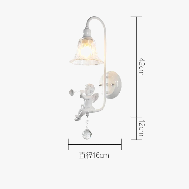 applique murale moderne minimaliste ange en résine avec led cristal