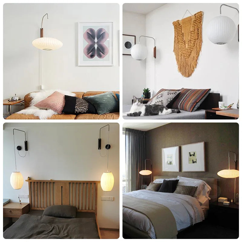 applique murale moderne nelson ball en tissu de soie pour hôtel