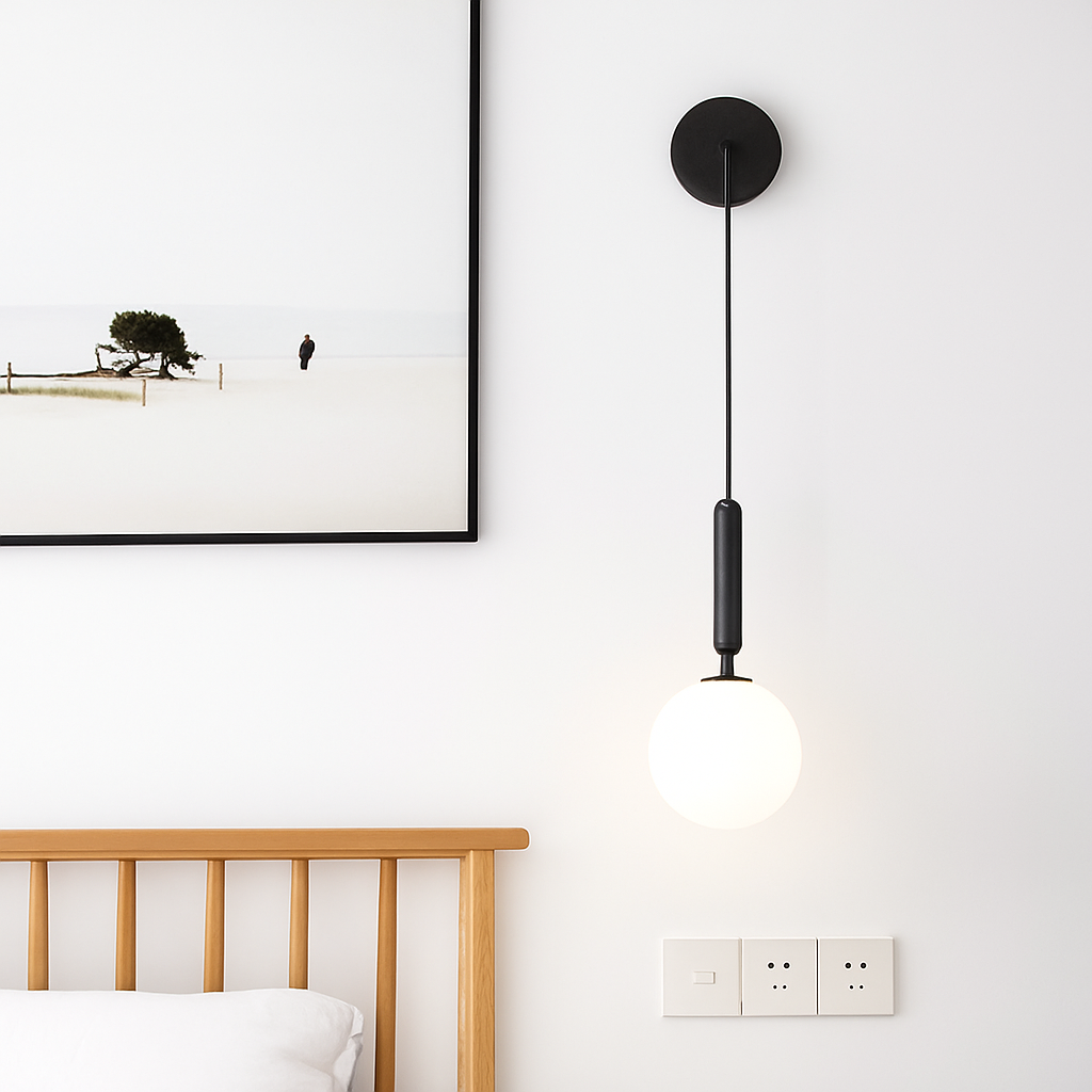 Applique murale modernes boule verre nordique laiton/noir.