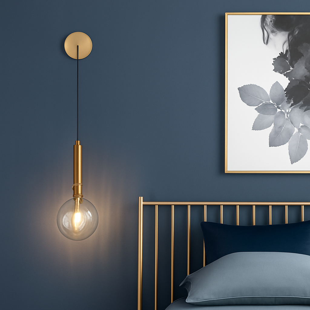 Applique murale modernes boule verre nordique laiton/noir.