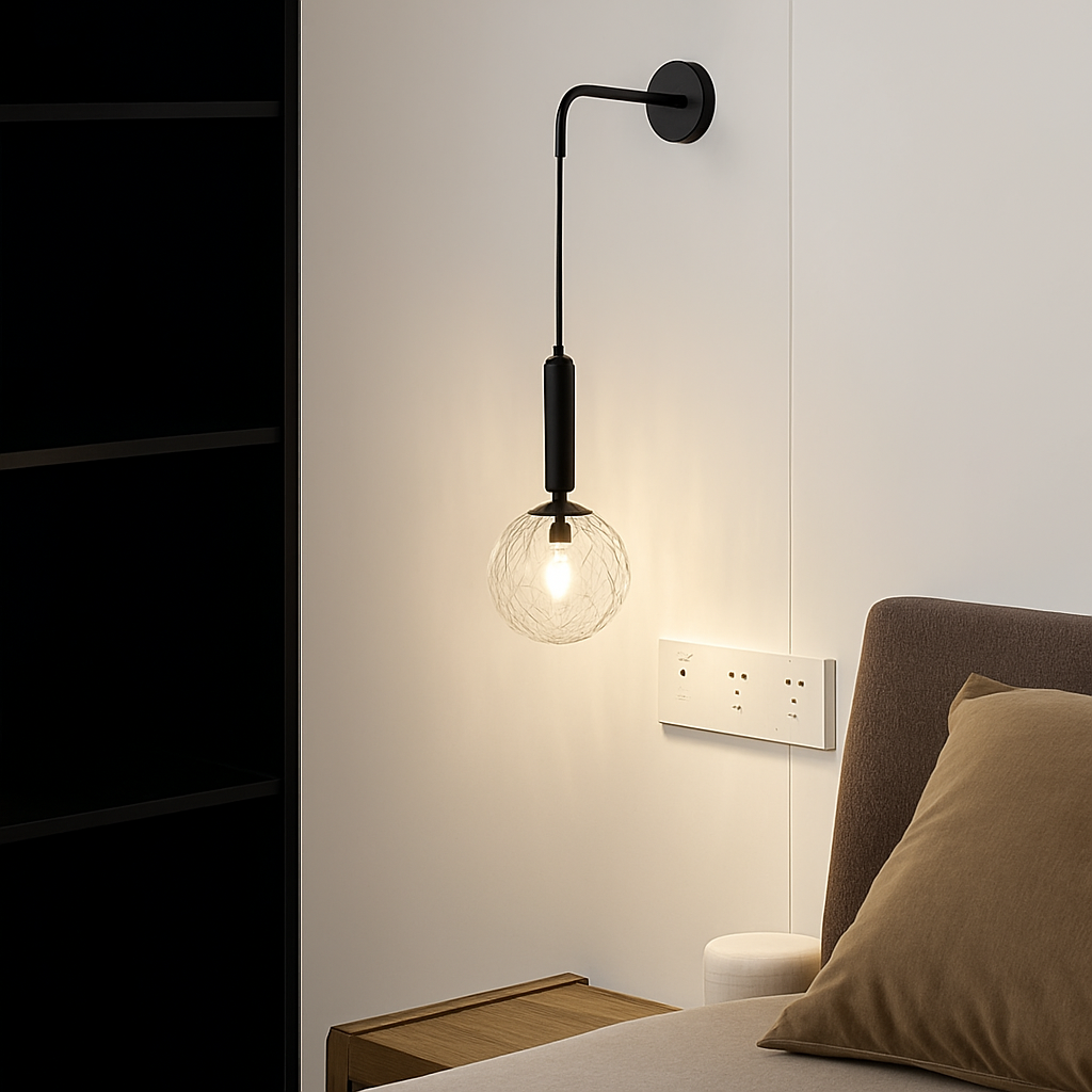 Applique murale modernes boule verre nordique laiton/noir.