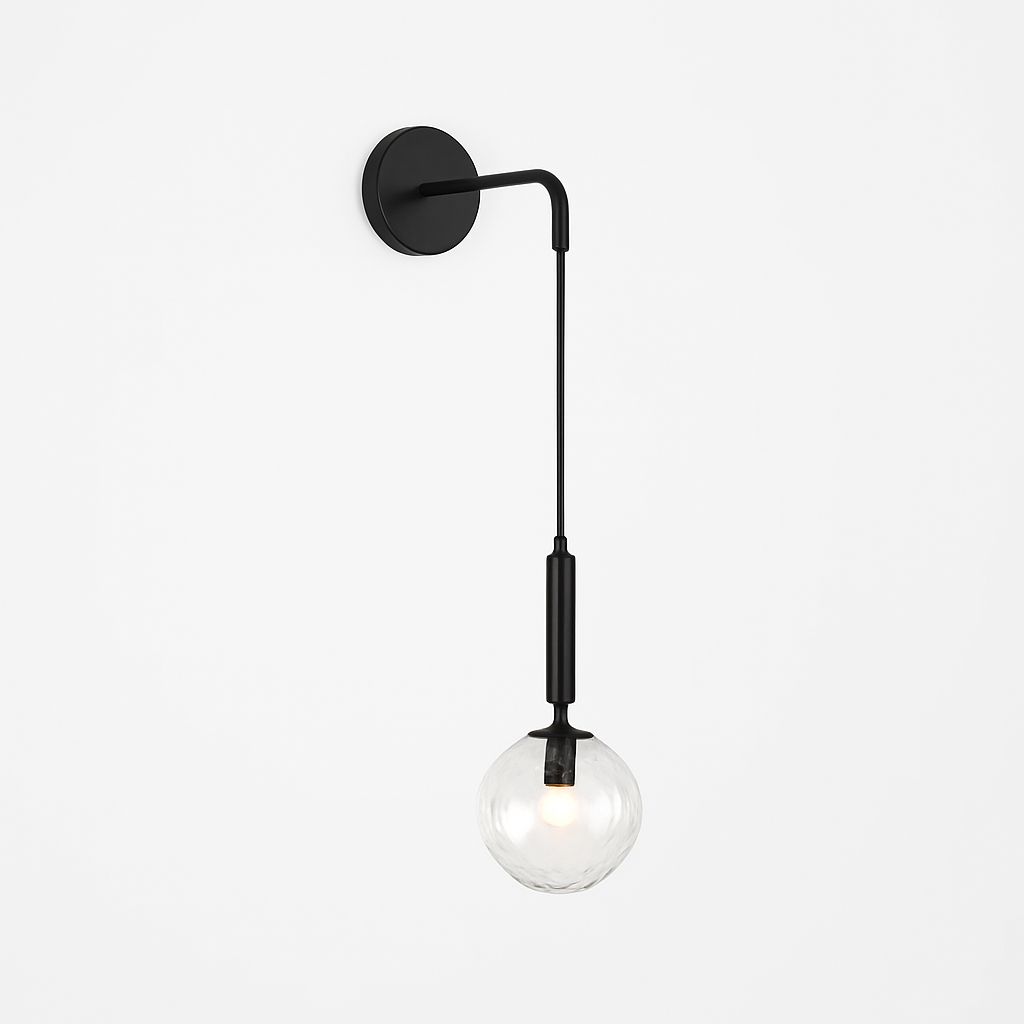 Applique murale modernes boule verre nordique laiton/noir.