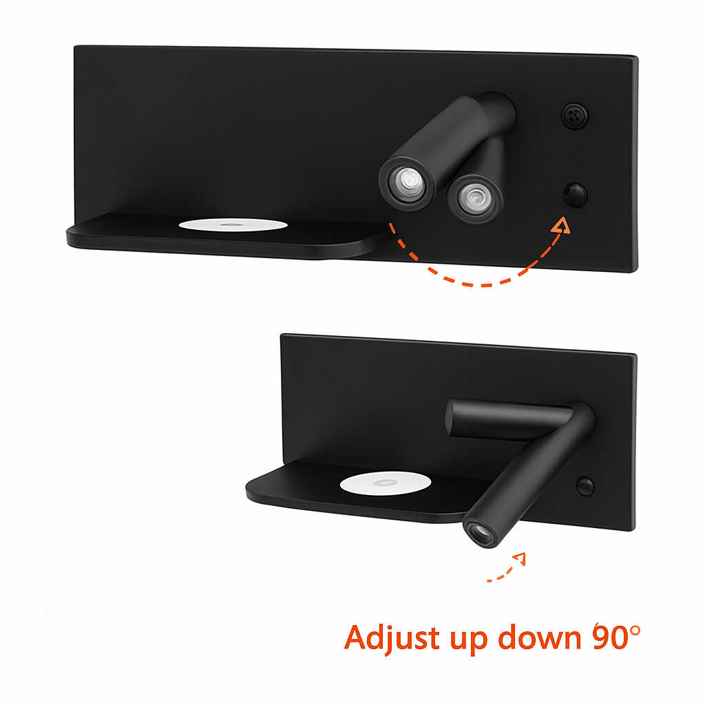 applique murale multifonction avec chargeur sans fil et étagère