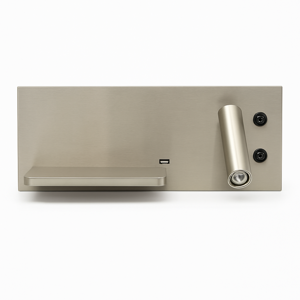 applique murale multifonction avec chargeur sans fil et étagère