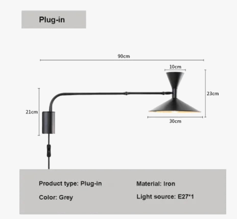 applique murale nordique à bras pivotant design italien