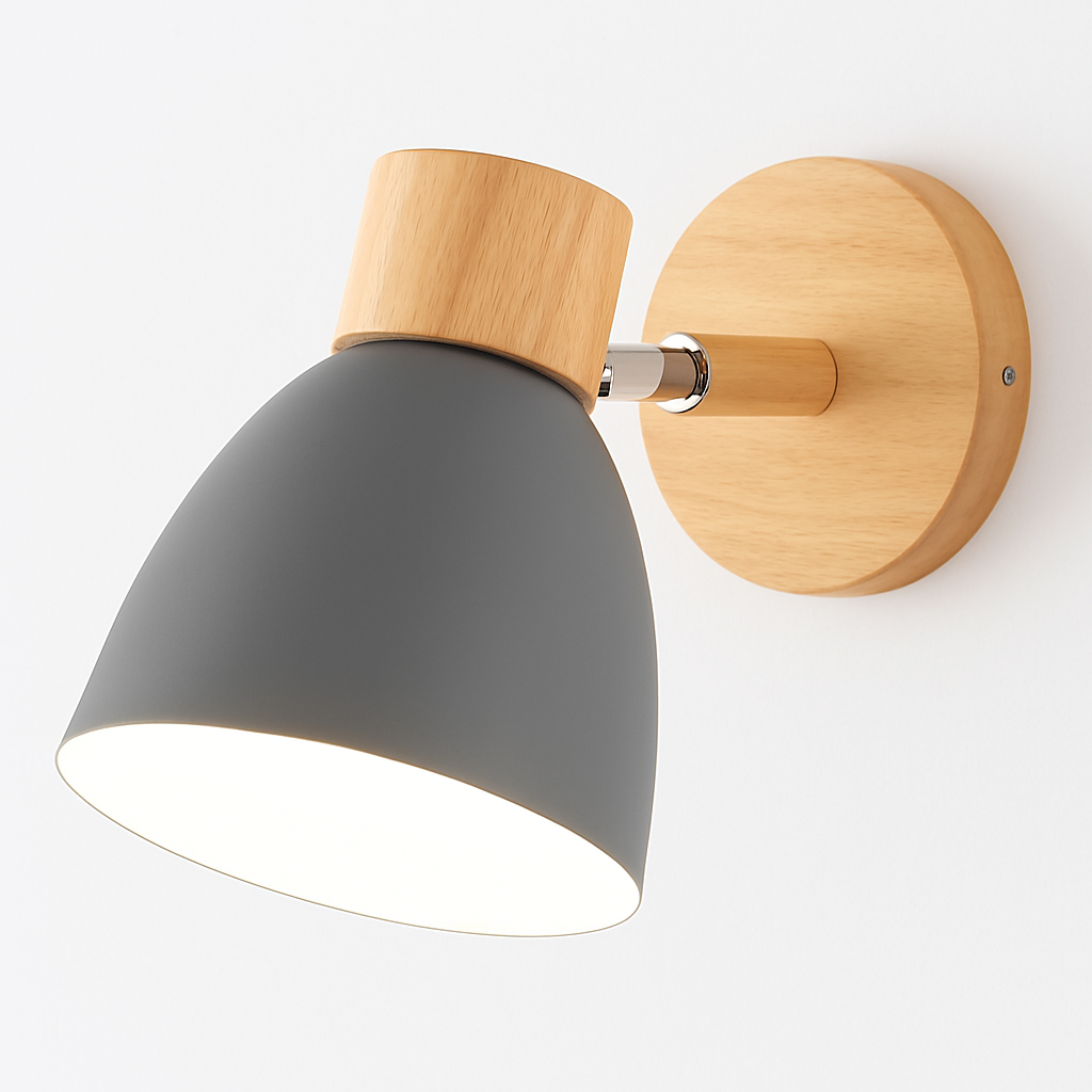 Applique murale nordique en bois avec interrupteur