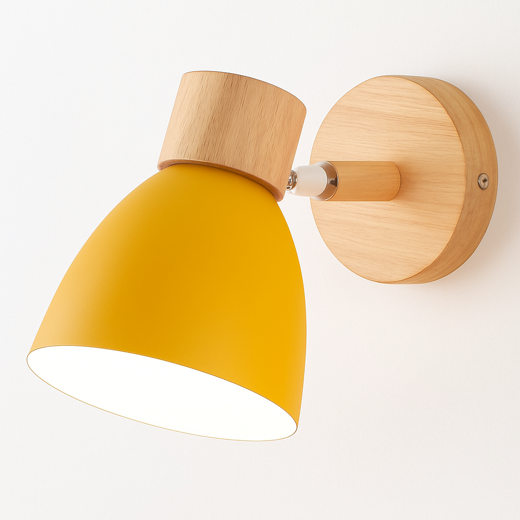 Applique murale nordique en bois avec interrupteur
