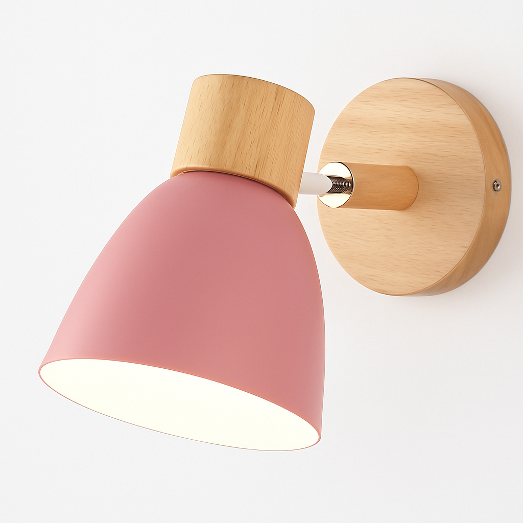 Applique murale nordique en bois avec interrupteur