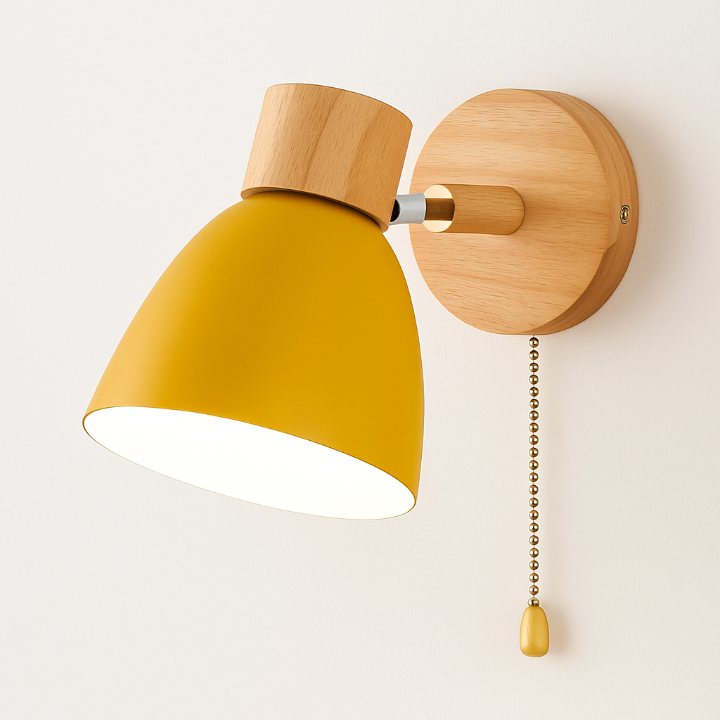 Applique murale nordique en bois avec interrupteur