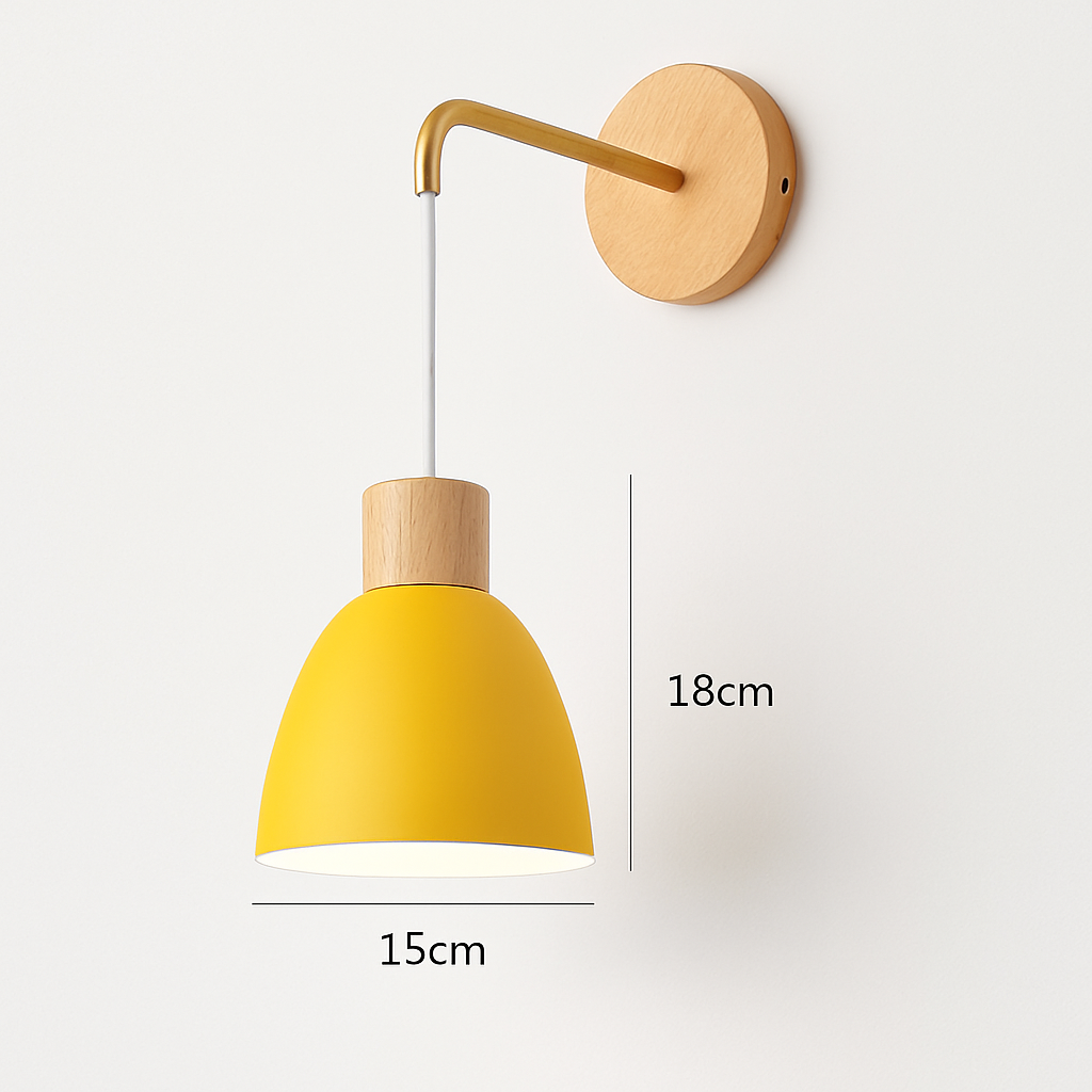Applique murale nordique en bois avec interrupteur