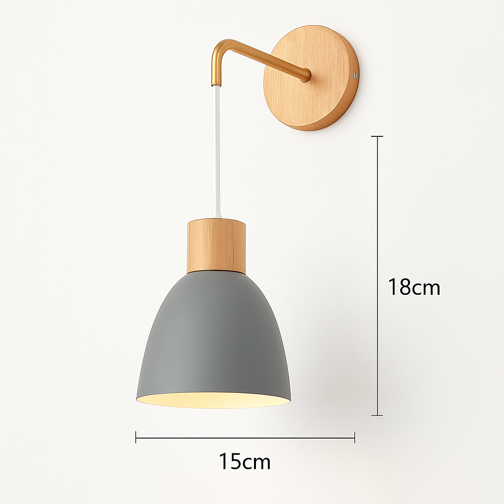 Applique murale nordique en bois avec interrupteur