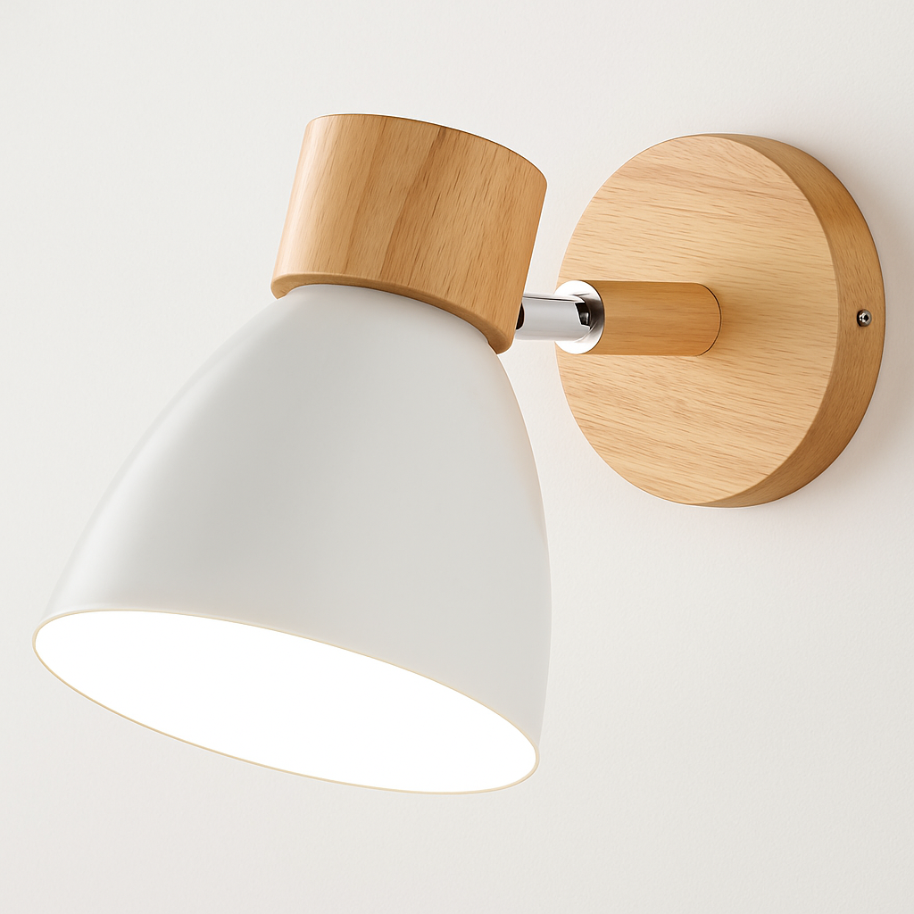 Applique murale nordique en bois avec interrupteur