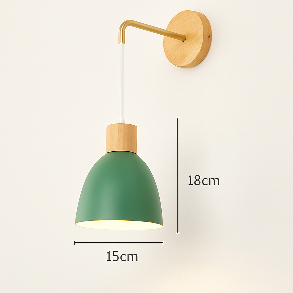 Applique murale nordique en bois avec interrupteur