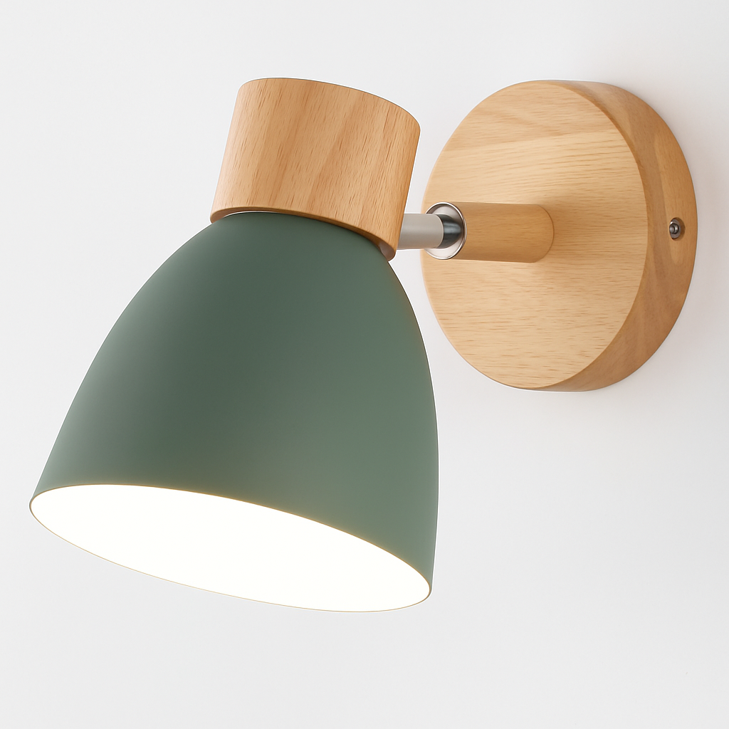 Applique murale nordique en bois avec interrupteur