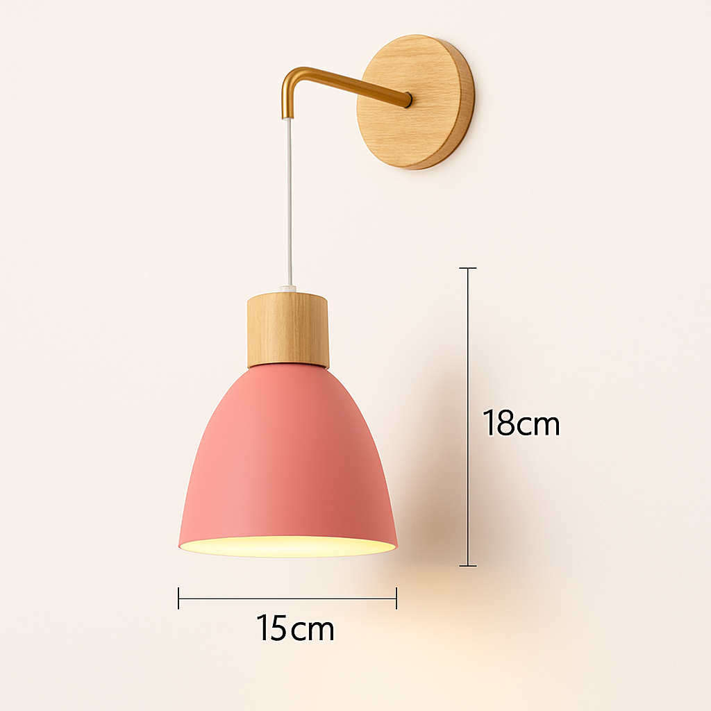 Applique murale nordique en bois avec interrupteur