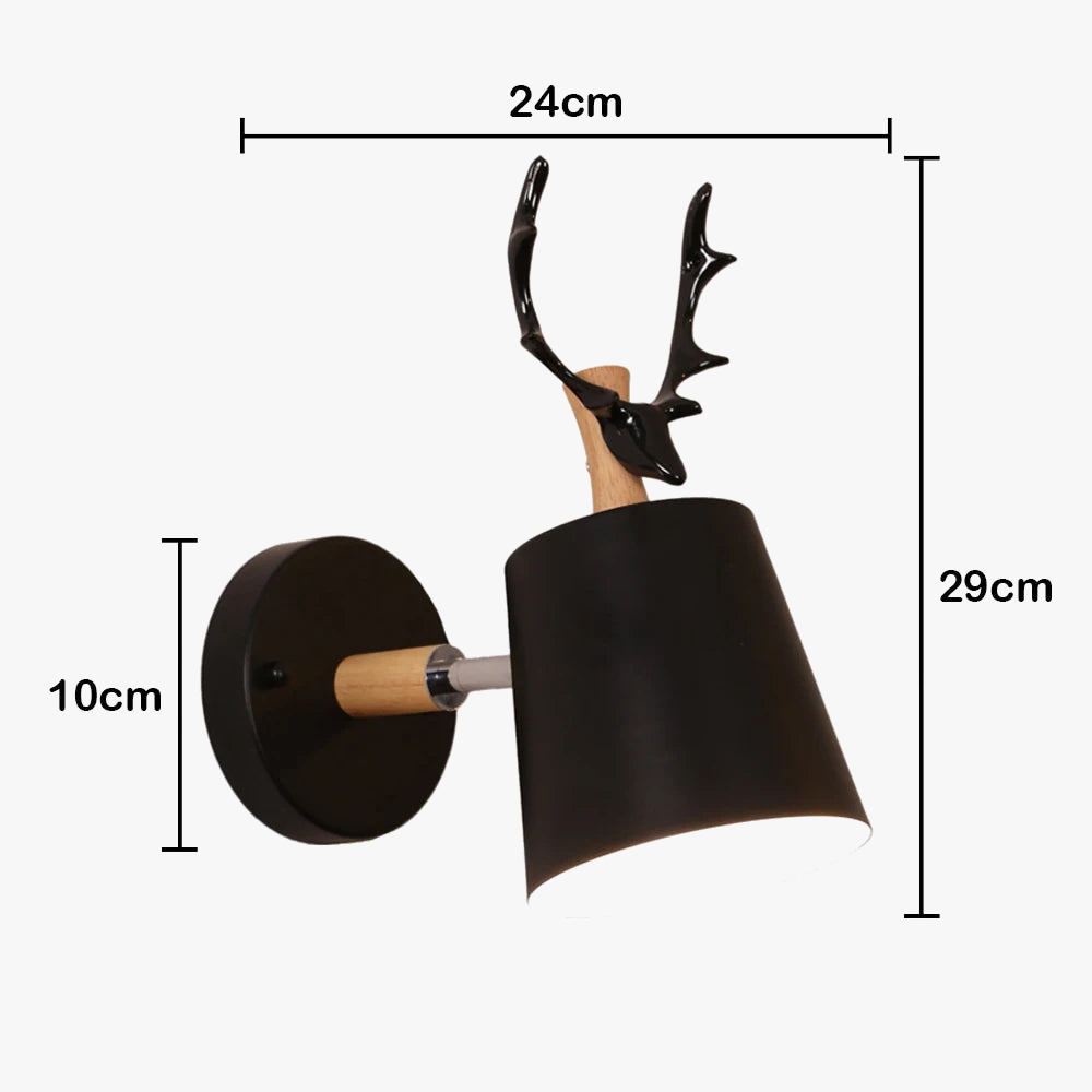 applique murale nordique en bois avec tête directionnelle