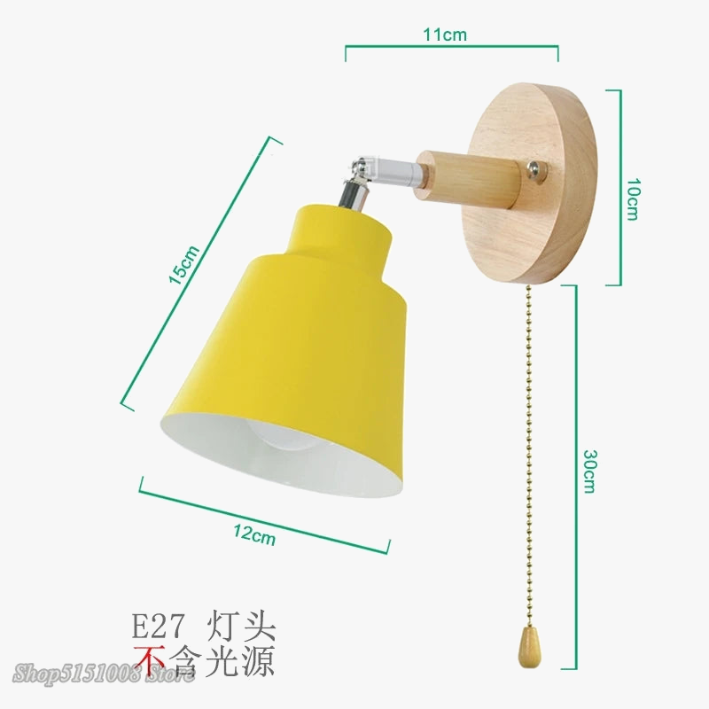 applique murale nordique en bois rotative avec interrupteur moderne