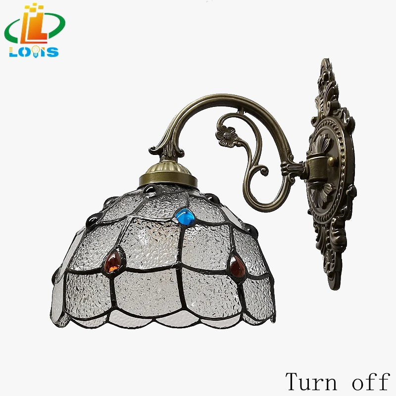 applique murale nordique en forme de queue de paon style tiffany