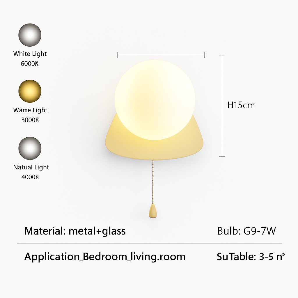 applique murale nordique en verre avec interrupteur éclairage intérieur décoratif