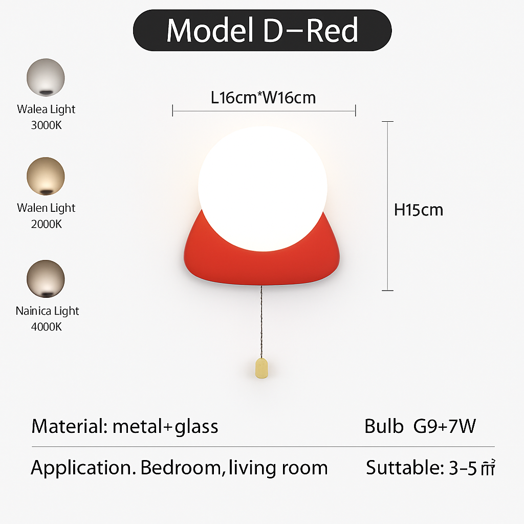 applique murale nordique en verre avec interrupteur éclairage intérieur décoratif