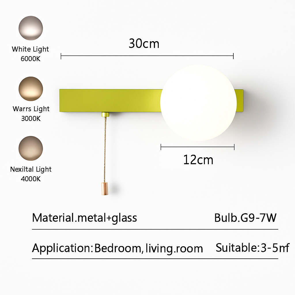 applique murale nordique en verre avec interrupteur éclairage intérieur décoratif