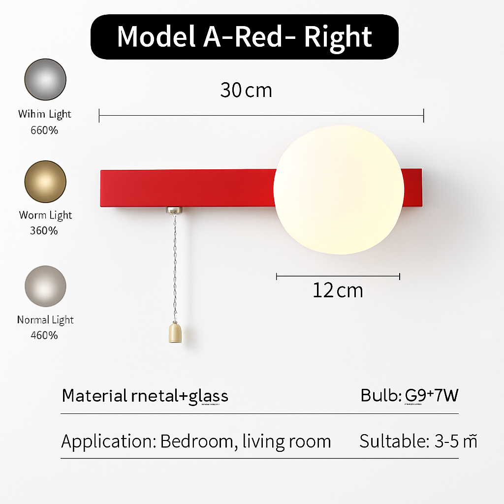 applique murale nordique en verre avec interrupteur éclairage intérieur décoratif