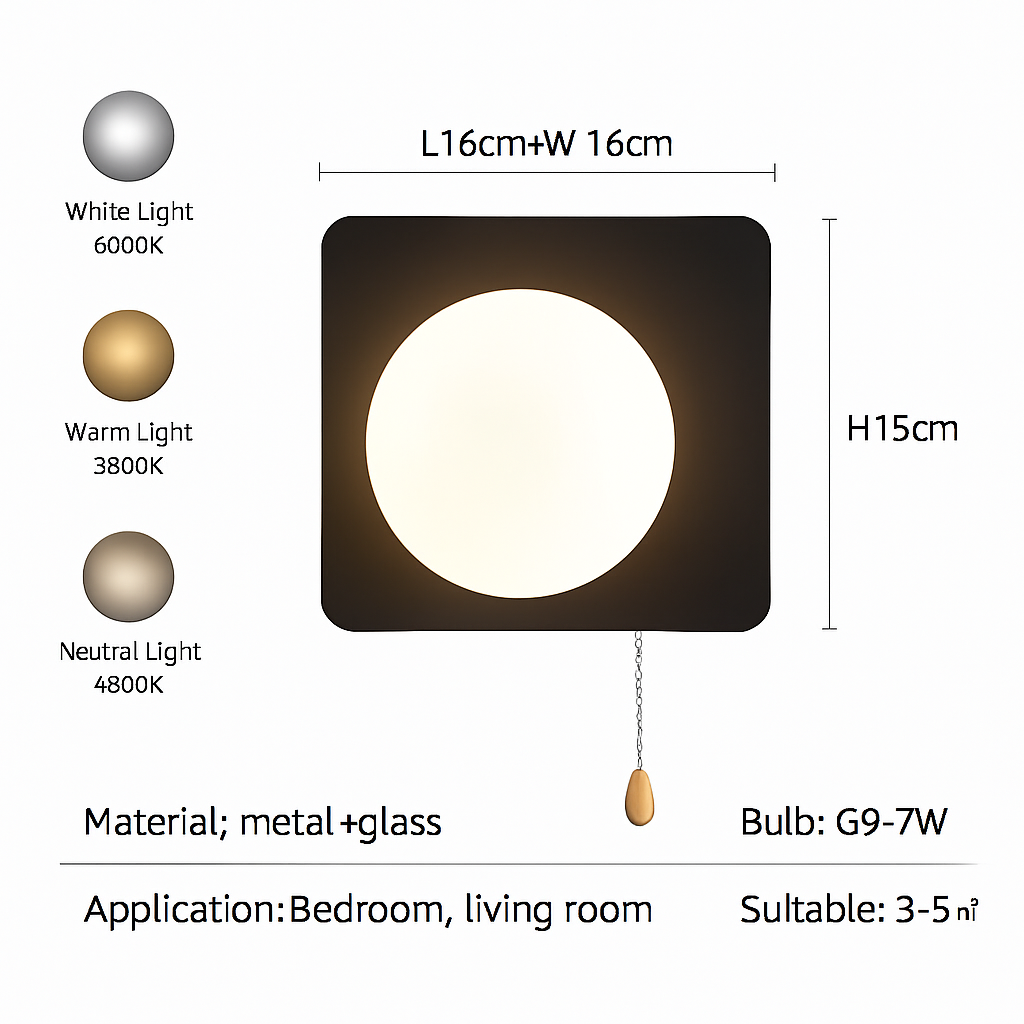 applique murale nordique en verre avec interrupteur éclairage intérieur décoratif