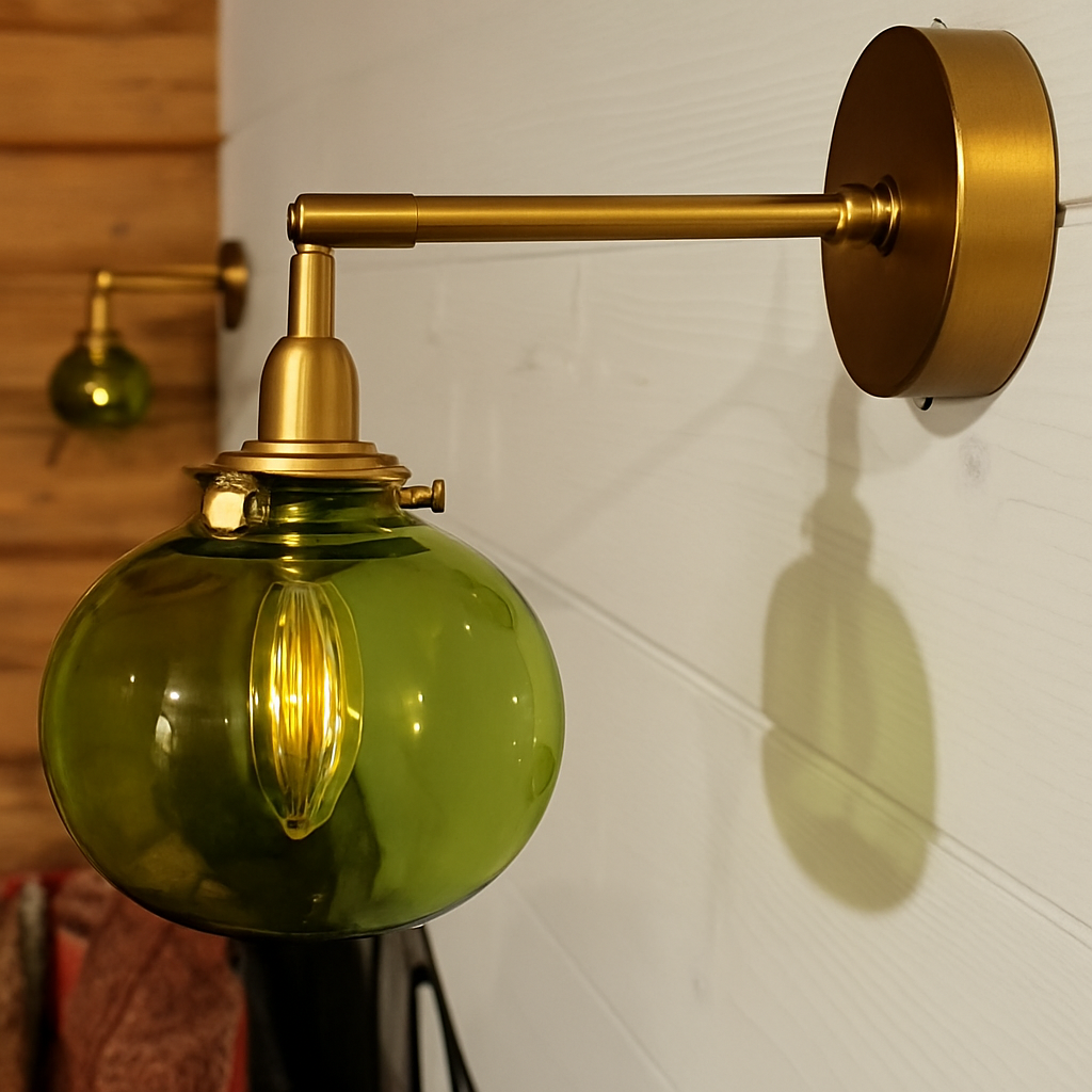 applique murale nordique en verre et laiton avec miroir à led
