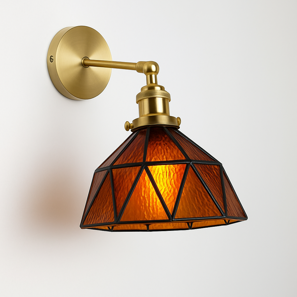 applique murale nordique en verre et laiton avec miroir à led