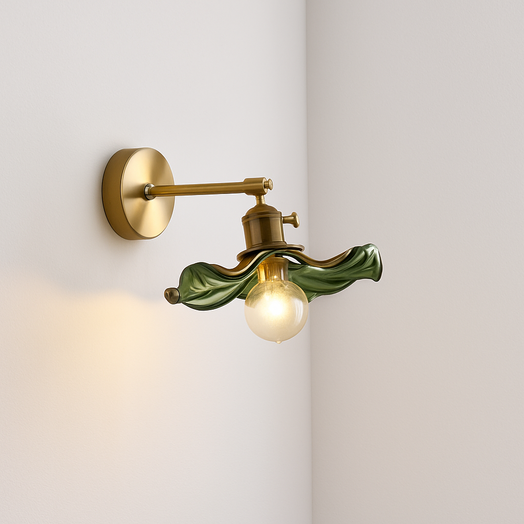 applique murale nordique en verre et laiton avec miroir à led