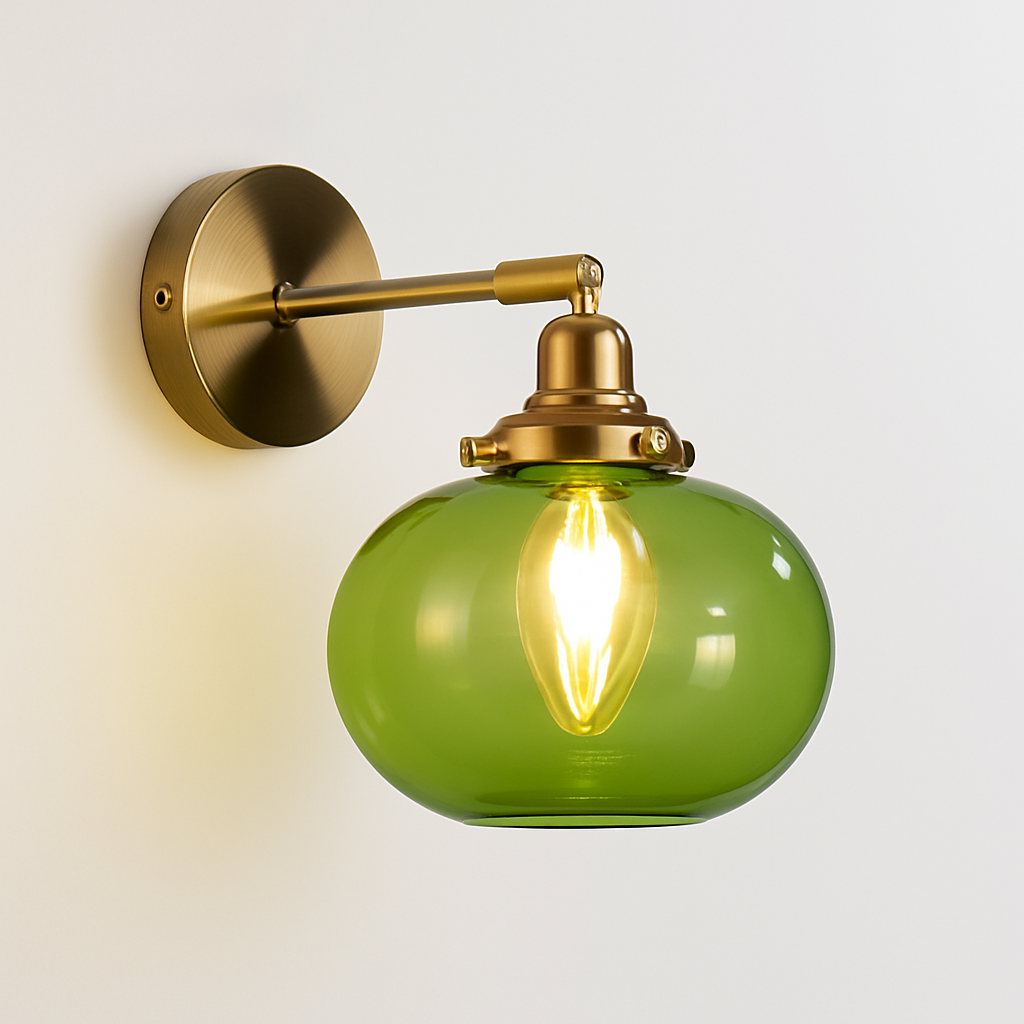 applique murale nordique en verre et laiton avec miroir à led