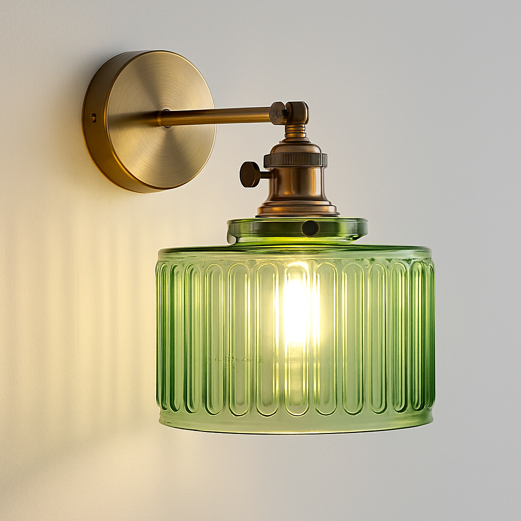 applique murale nordique en verre et laiton avec miroir à led