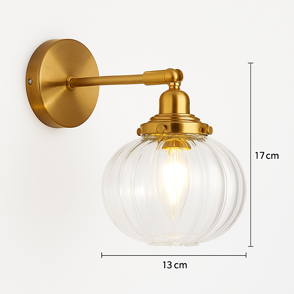 applique murale nordique en verre et laiton avec miroir à led