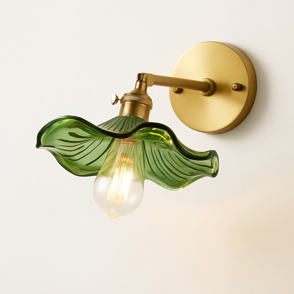 applique murale nordique en verre et laiton avec miroir à led