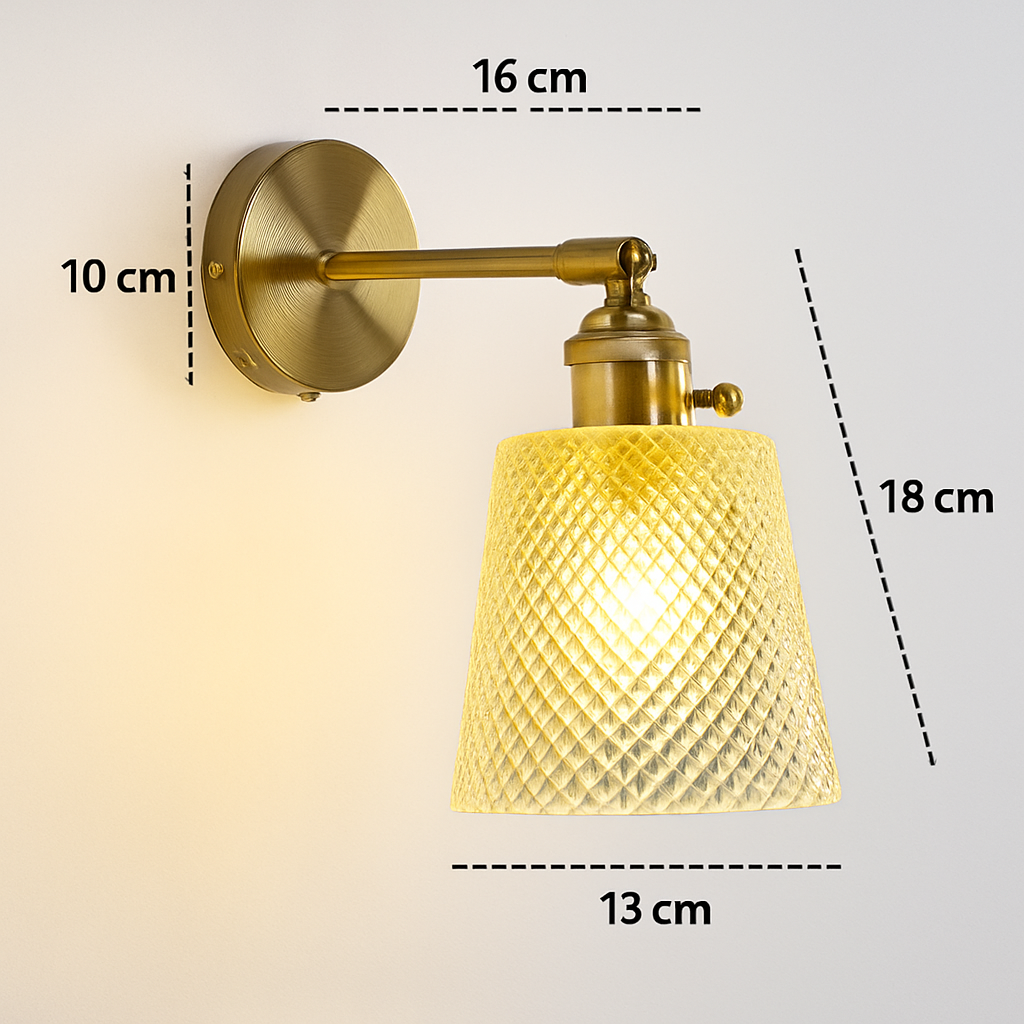 applique murale nordique en verre et laiton avec miroir à led