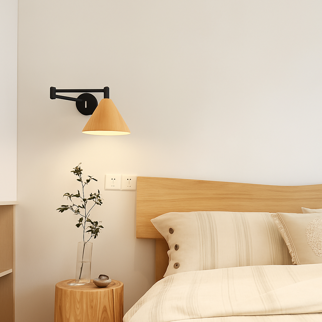 applique murale nordique grain de bois bras bascule style japonais rétractable pliable