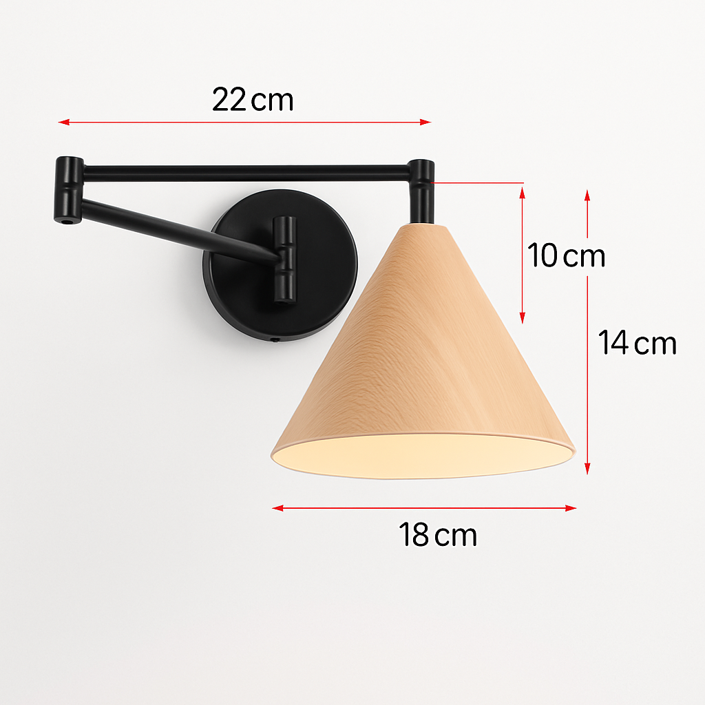 applique murale nordique grain de bois bras bascule style japonais rétractable pliable