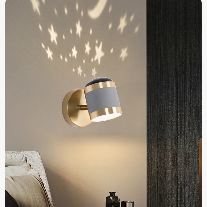 applique murale nordique moderne avec projection d'étoiles rotative pliante