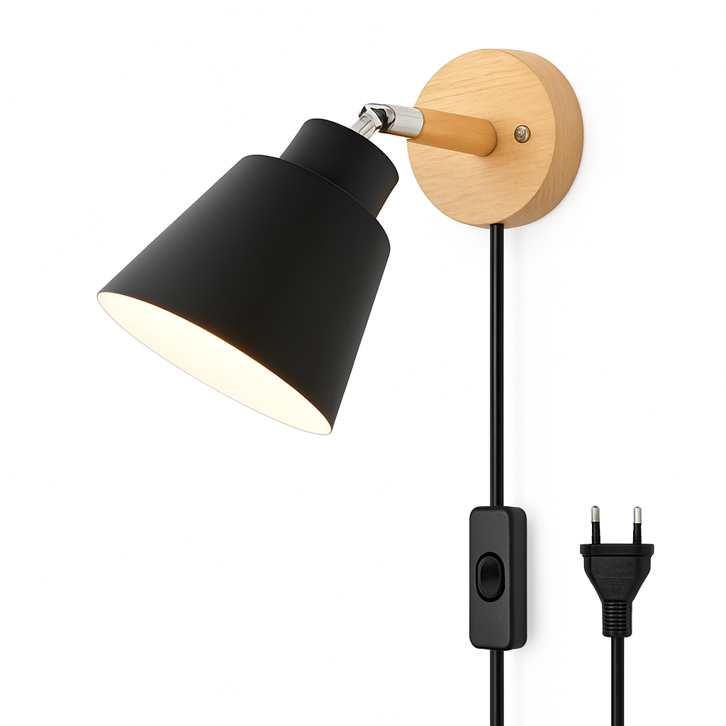 applique murale nordique rotative avec interrupteur macaron