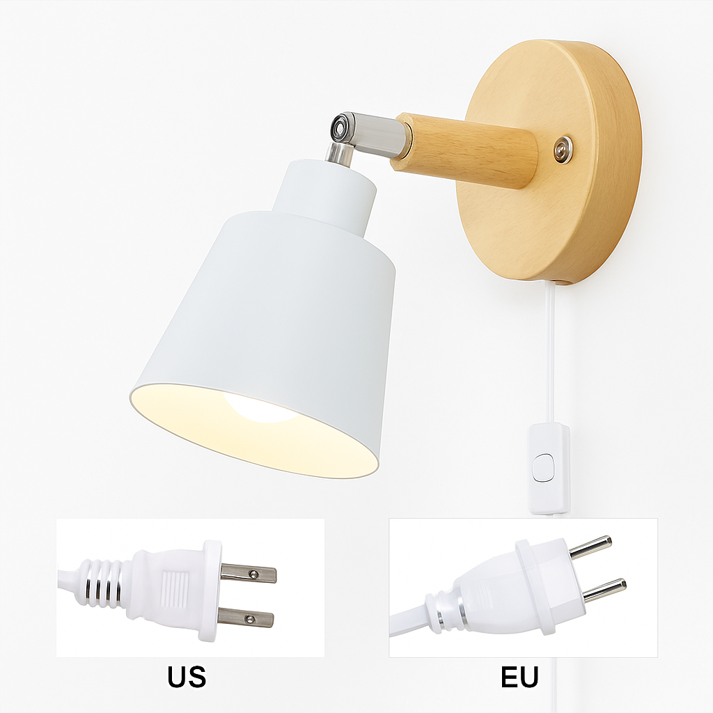 applique murale nordique rotative avec interrupteur macaron