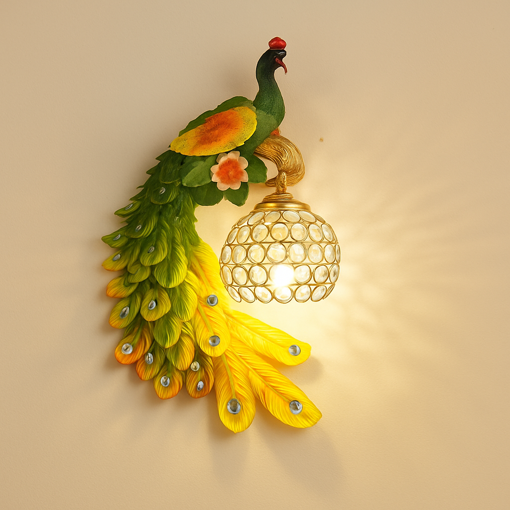applique murale oiseaux paons en résine pour décoration intérieure