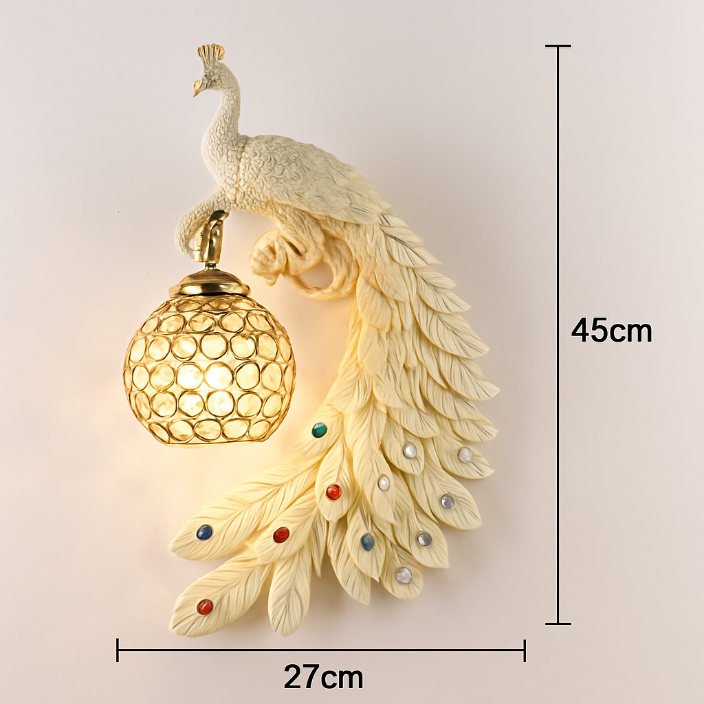 applique murale oiseaux paons en résine pour décoration intérieure